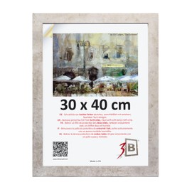 3-B ISEO Picture Frame, Grey (Concrete Structure), 30 x 40 cm, Wooden Frame, Photo Frame, Document Frame with Acrylic Glass
