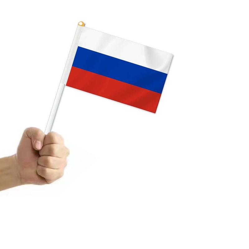 Pack of 25 Russia Handheld Flag, Russian Decor Hand Held