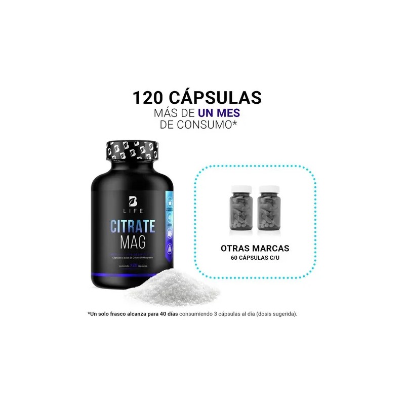 Citrato De Magnesio De 120 Cpsulas Magnesium Citrate B Life