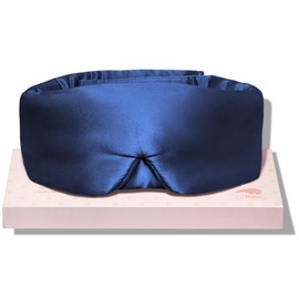 LitBear Silk Sleep Mask for Side Sleeper, Eye Mask Sleeping for Women Men 100% 22 Momme Pure Mulberry Silk, Face-Hugging Padded Silk Eye Cover for Sleeping with Adjustable Band (Midnight Blue)