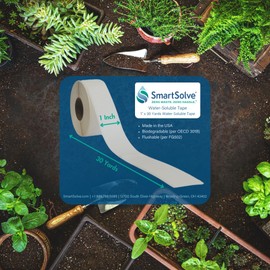 SmartSolve Water-Soluble Tape | 1” x 30 Yards | Dissolves Quickly in Water | Self Adhesive | Mask for Hydrographics & Double Dipping | Crafts & Labels | Biodegradable | Eco-Friendly