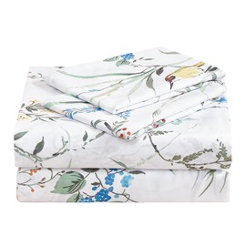 Bloom Studio King Size Sheets 4 Piece Spring Breeze Dancing Sheets 15”Deep Pocket Soft 100% Microfiber Bedsheet Flowers on Beige Background Pattern Luxury Bedding Sheet Set,Easy Care, Wrinkle Free