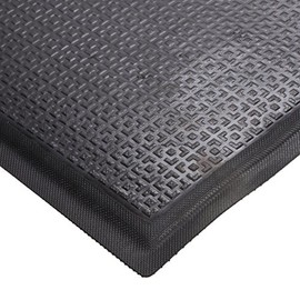 M+A Matting 465 Happy Feet Nitrile Rubber Texture Surface Anti-Fatigue Interior Floor Mat with Black Border, 3' Length x 2' Width, 1/2" Thick