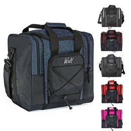 WOLT Bowling Ball Bag for Single Ball - Bowling Ball Tote Bag with Padded Ball Holder, 2 Pockets fit Bowling Shoes Up to Mens Size 14 and Accessories - Color: Red