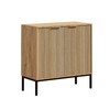 DAWNYIELD Wooden Fluted Cabinet, Multi-Function Storage Cabinet with Adjustable Shelves,