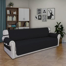 Easy-Going Sofa Slipcover Waterproof Sofa Cover Couch Cover for 4 Cushion Couch with Elastic Straps Washable Non-Slip Furniture Protector Cover for Pets, Dogs, Cat (XX-Large, Navy)