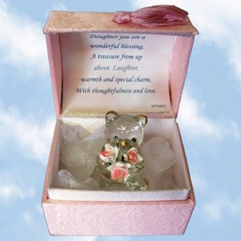 A Special Daughter Crystal Bear In A Box - Hand-Sculpted - 22KT Gold