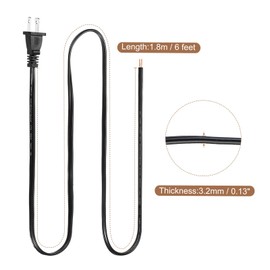 PATIKIL 6 Feet Lamp Cord, SPT-2 18AWG UL Listed Power Wire 10 Pack Black Lamp Cords Replacement with Polarized Plug for Lamp Repair Parts