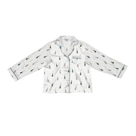 Bella Matching Pajama Sleep Set For Women, Long Sleeve and Pant 2-Piece Loungewear, Polyester Satin Champagne Bottles, X-Large