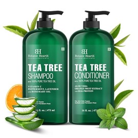 Botanic Hearth Juego De Champú Y Acondicionador De Árbol De Té, Con Aceite De Árbol De Té Para Cuero Cabelludo Seco Y Picazón, Sin Sulfato, Sin Parabenos - 16 Onzas Cada Uno
