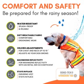 BUDDY GLOW Reflective Dog Vest – Fluorescent Orange | High-Visibility, Water-Resistant Safety Jacket with Adjustable Fit for Day & Night Walks, Hiking, Hunting, and Outdoor Use (Medium)