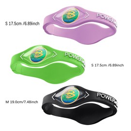 Power Balance the Original Genuine Performance Wristband, 3 pack bangles, safe Waterproof Lightweight durable, size of S+S+M（S 17CM/M 19.0CM), 3 pcs, no gem