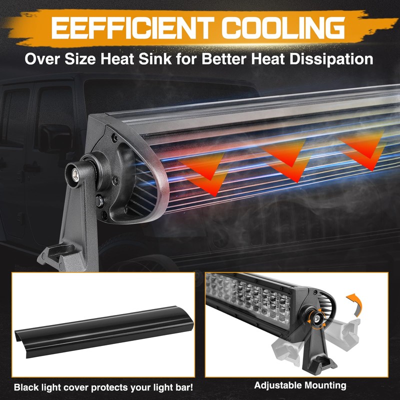 20 Inch LED Light Bar, Niking Auto Quad Row 320W