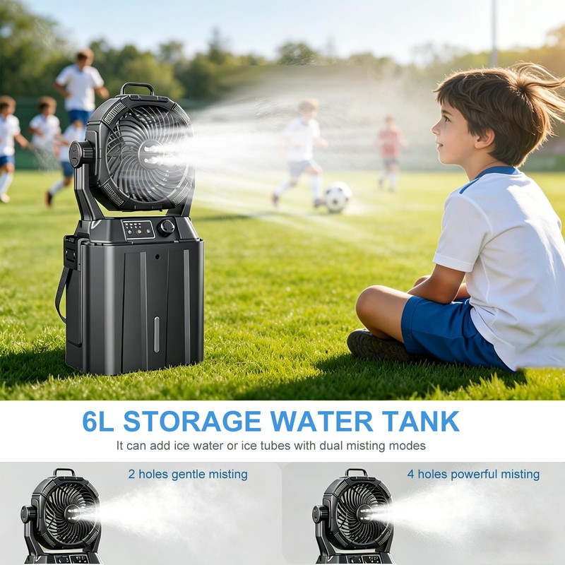 Wilody Portable Misting Fan Rechargeable with Remote Control, 6L Bucket