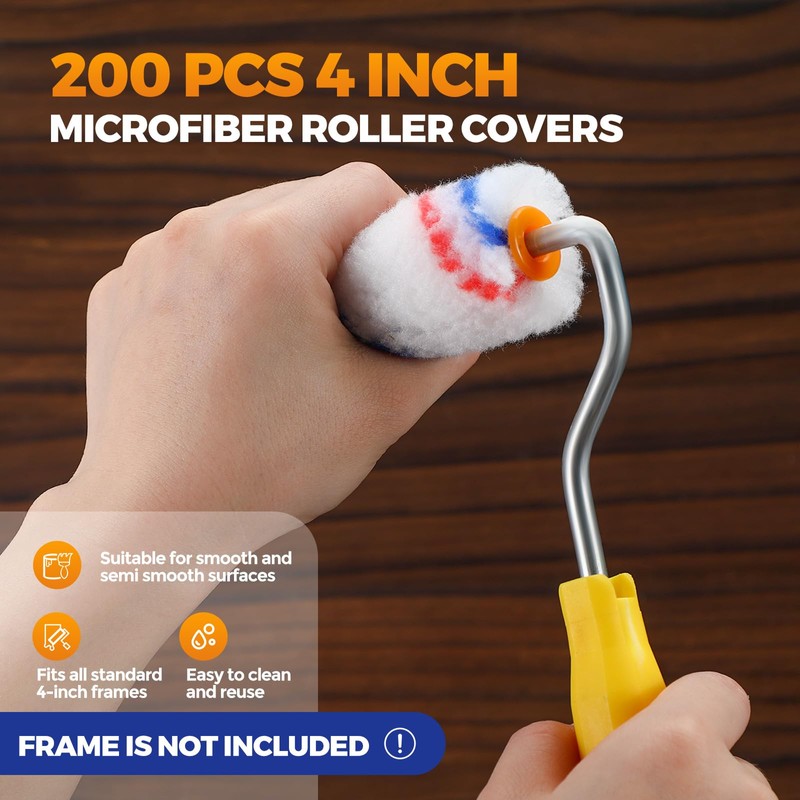 Leumoi 200 Pcs 4 Inch Mini Paint Roller Bulk Small