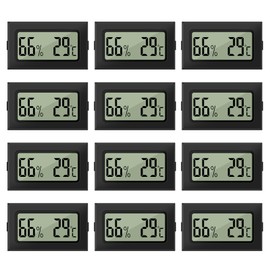 LYCXAMES Thermometer & Hygrometer, 12 Pieces Mini LCD Digital Hygrometer Thermometer, 2-in-1 Indoor Outdoor Moisture Meter, Temperature Meter, Thermo-Hygrometer for Greenhouse, Cellar, Baby Room