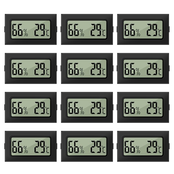 LYCXAMES Thermometer & Hygrometer, 12 Pieces Mini LCD Digital Hygrometer