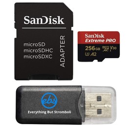 SanDisk 256GB Extreme Pro MicroSD Memory Card Compatible with DJI Mavic 3 Classic, Action 5 Pro, Mavic Pro Platinum (SDSQXCD-256G-GN6MA) Bundle with (1) Everything But Stromboli MicroSDXC Card Reader