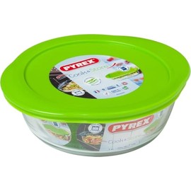 Pyrex Cook and Store 4 in 1 Round Dish 20 cm With Lid,Green,1 Litre