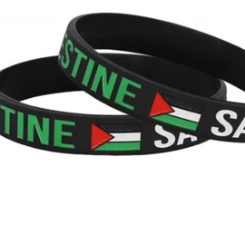Customize Country Flags Wristbands Free Palestine Products Silicone Band Wristbands Palestine Bracelets - Color: Black
