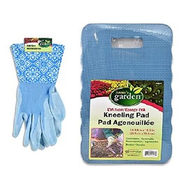 Donna's Home Emporium Large Indoor Outdoor Kneeling Pad and Garden Gloves Bundle of 2, Blue