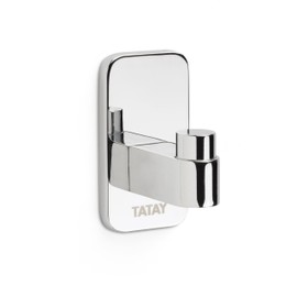 TATAY Single Bath Hook for Towel Slim Wall Hook Stainless Steel Double Fixing System with Screws or Glu Fix Dimensions 3.5 x 4.5 x 6.5 cm