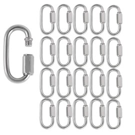 ZOENHOU 30 Pack Quick Links, 1/8 Inch Stainless Steel D Shape Locking Threaded Chain Connector Heavy Duty for DIY Accessories