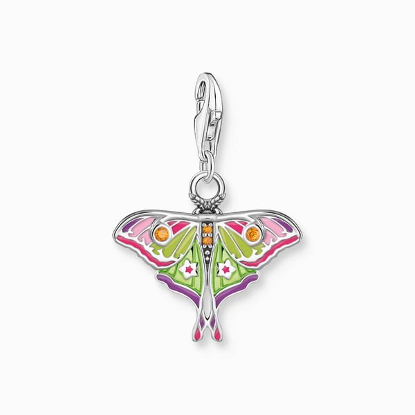 THOMAS SABO Butterfly Charm 925 Sterling Silver Enamel in Magenta