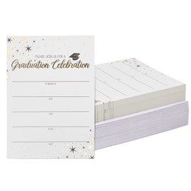 60-Pack Graduation Party Invitations - Graduation Invitations Cards, Graduation Ceremony Announcement Cards, 2018 Graduation Party Favors, Envelopes Included, White, 5 x 7 Inches