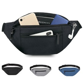 Riñonera de casual para hombres y mujeres,correa de hombro ajustable multifuncional,bolso cruzado con 4 bolsillos con cremallera, adecuado para hacer ejercicio,correr (negro-04)