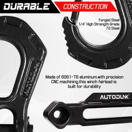 1/4" x 50ft Synthetic Winch Rope Kit with Protective Sleeve+Winch Fairlead+ Stopper+Hook, Black