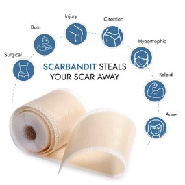 Scarbandit Silicone Scar Tape – Reusable Scar Sheets for Surgical Scars, Keloid Bump Removal, Burn, Acne Treatment, Stretch Mark Removal & c-Section – Waterproof & Breathable 118inch Scar Strips