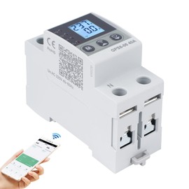 40A WiFi Switch with Surge Protection Overcurrent Smart Meter Switch 2P 230V AC Self-Resetting Function Over/Under Voltage and Over Current Can Be Adjusted (GPS8-06-U)