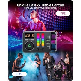 LENCENT Transmisor FM Bluetooth 5.3 para Carro, Adaptador Bluetooth para Coche, Reproductor de Música Hi-Fi Treble&Bass, Cargador Rápido para Auto con PD 20W&QC18W, Soporta 3.5 mm AUX&Memoria USB