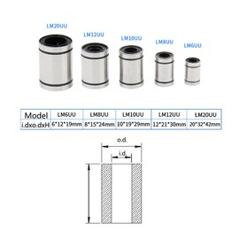 LM6UU Linear Ball Bearing 6x12x19mm Ball Bearing Bushing For 3D Printer 10PCS