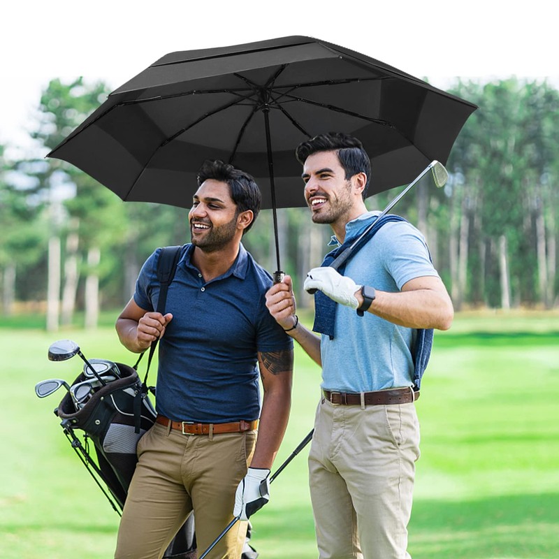 Lejorain 54inch Large Umbrella Auto Open Close with Folding Golf