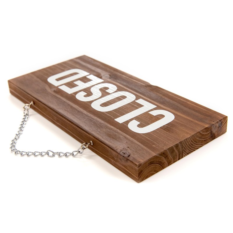Two-face Open Close Sign, Wooden Domestic Cedar (Dark Brown)