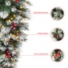 Glitzhome 3ft Pre-Lit Pinecones and Red Berries Artificial Christmas Teardrop,