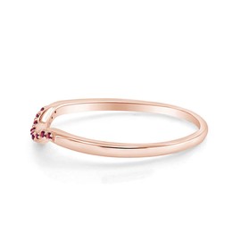 AFFY Round Cut Simulated Ruby Curved Wedding Band Ring in 14k Rose Gold Over Sterling Silver