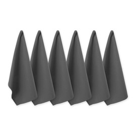 DII Basic Solid Dishtowel Collection Cotton Flat Woven, Small Set, 18x28, Gray, 6 Piece