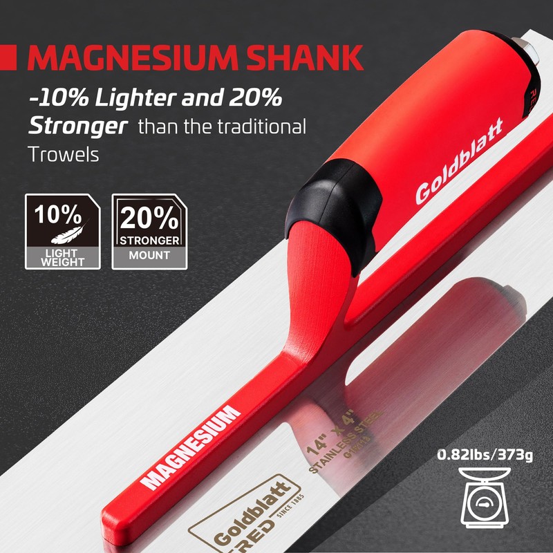 Goldblatt RED Professional Drywall Trowel, 14"x 4" Stainless Steel Finishing