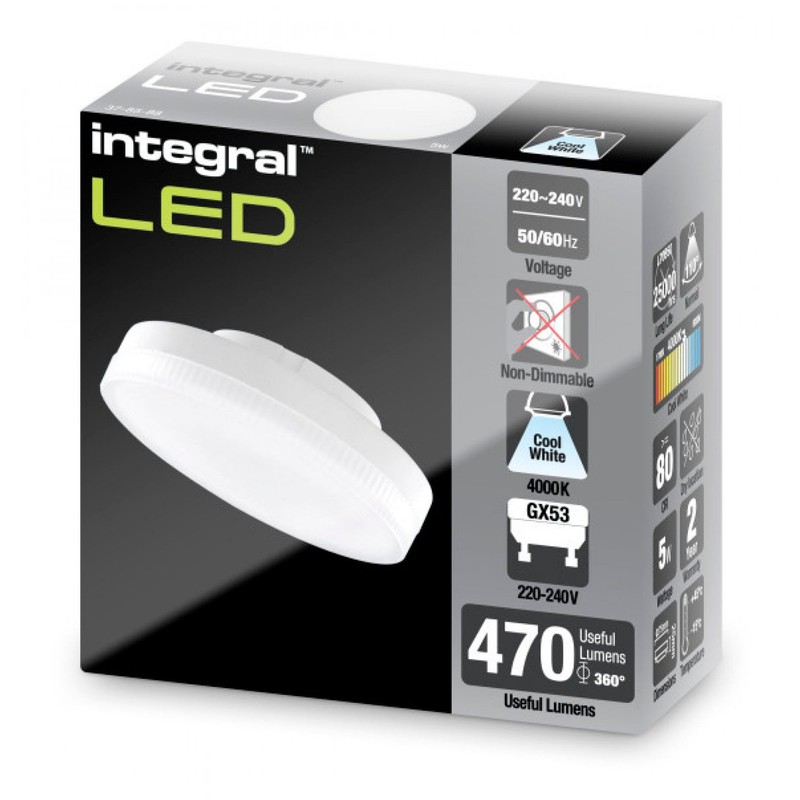 GX53 5W 4000K 545Lm 100 Degree Beam Angle