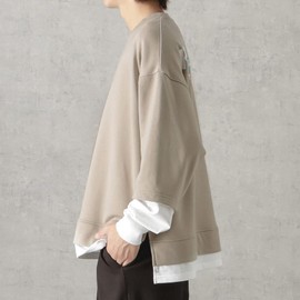 Kangol Men's Sweatshirt, M, L, XL, 4 Colors, Big Silhouette, Faux Layered, Back Print, Logo, Sweatshirt, Popular, Top, purple