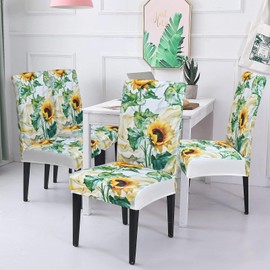 Alishomtll Dining Chair Covers Set of 4 Stretch Chair Slipcovers Swing Chair Elastic Removable Washable Dining Room Chair Covers Protector for Kitchen Banquet Hotel Restaurant (Sunflower, 4pcs)