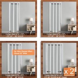 SHINELAND Closet Doors Curtain,52 Inch Extra Wide Accordion Door Look 80 Inch Length Insulated Thermal Curtains for Winter Room Divider Pantry Cabinet