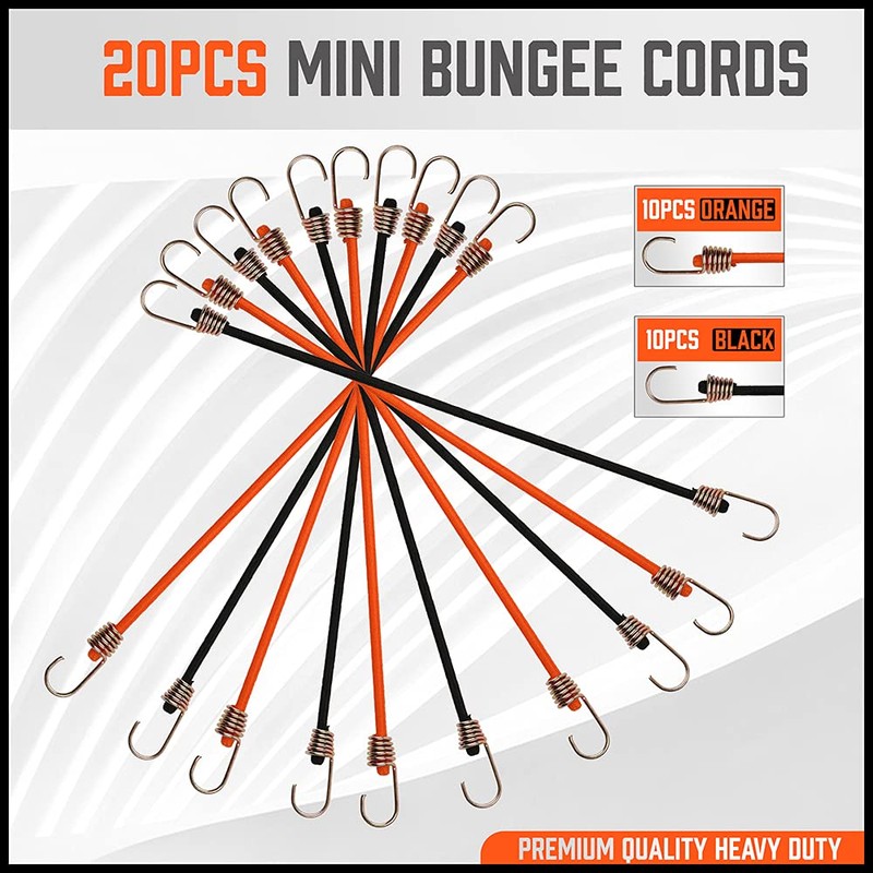 20 Pack Heavy Duty Small Bungee Cords with Hooks Cord