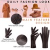 MGGMOKAY Women's Cashmere Lined Leather Gloves, Brown (Thouchscreen)