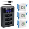 Kastar 3 Pack Battery and LCD Triple USB Charger Compatible