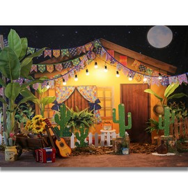 10x6ft Mexican Fiesta Theme Photography Backdrop Rustic Wood House Cactus Carnival Party Decor Baby Shower Birthday Background