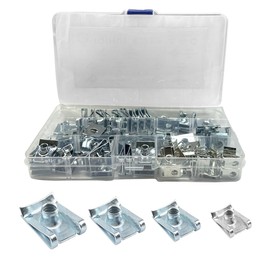 80PCS 4 Sizes Auto Car U-Clip Kit, M4 M5 M6 M8 U Nut Clips for Car Dash Door Panel, U Type Shape Nut Motorcycle Car Interior Trim Fastener Clips, Auto Body Thread Clip Nuts Set with Storage Box